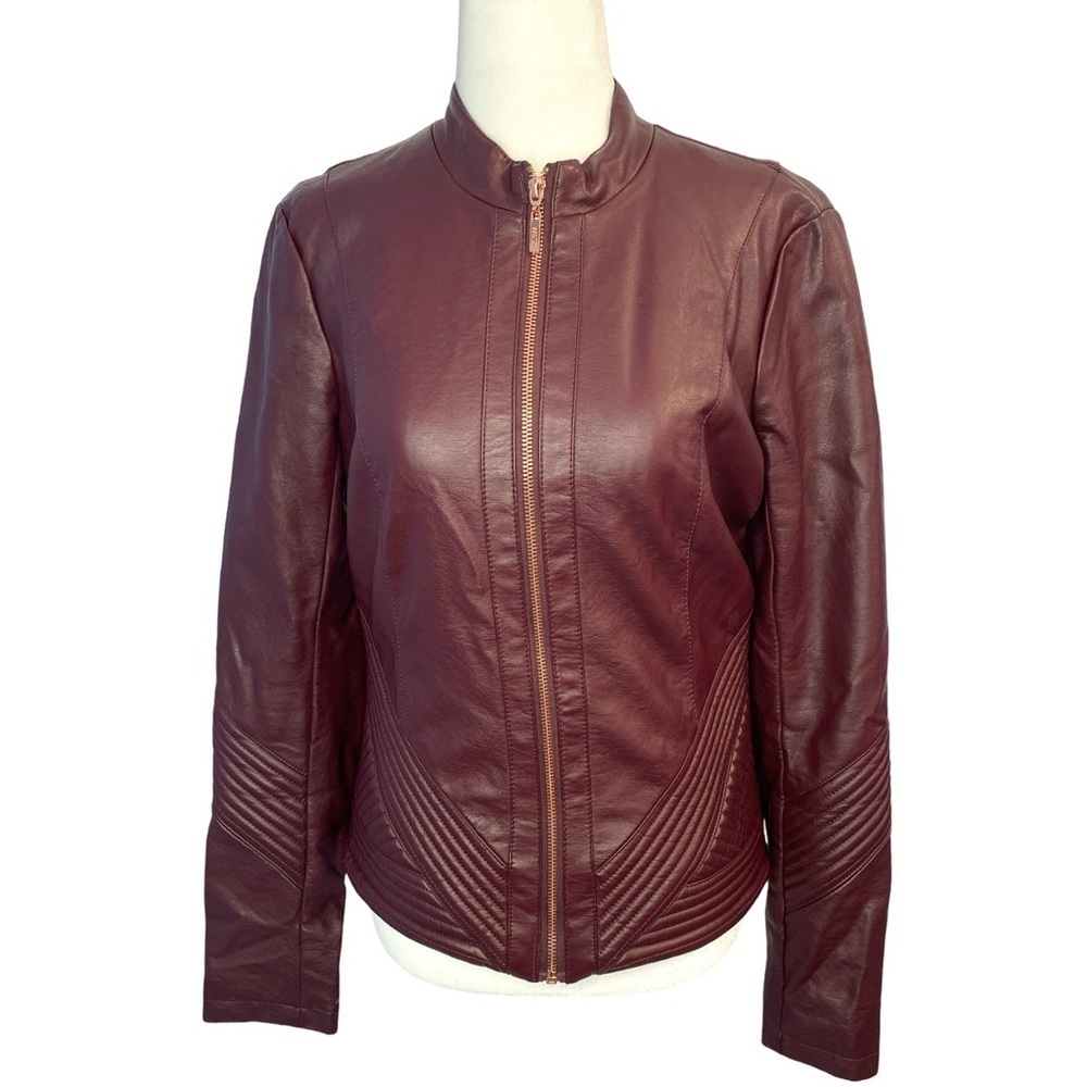 Guess Burgundy Biker Jacket Good Used Condition Moto Jacket Fitted Size S